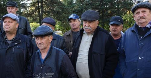 Шахтеры на пикете в Гуково. 23 октября 2017 года. Фото Вячеслава Прудникова для "Кавказского узла".