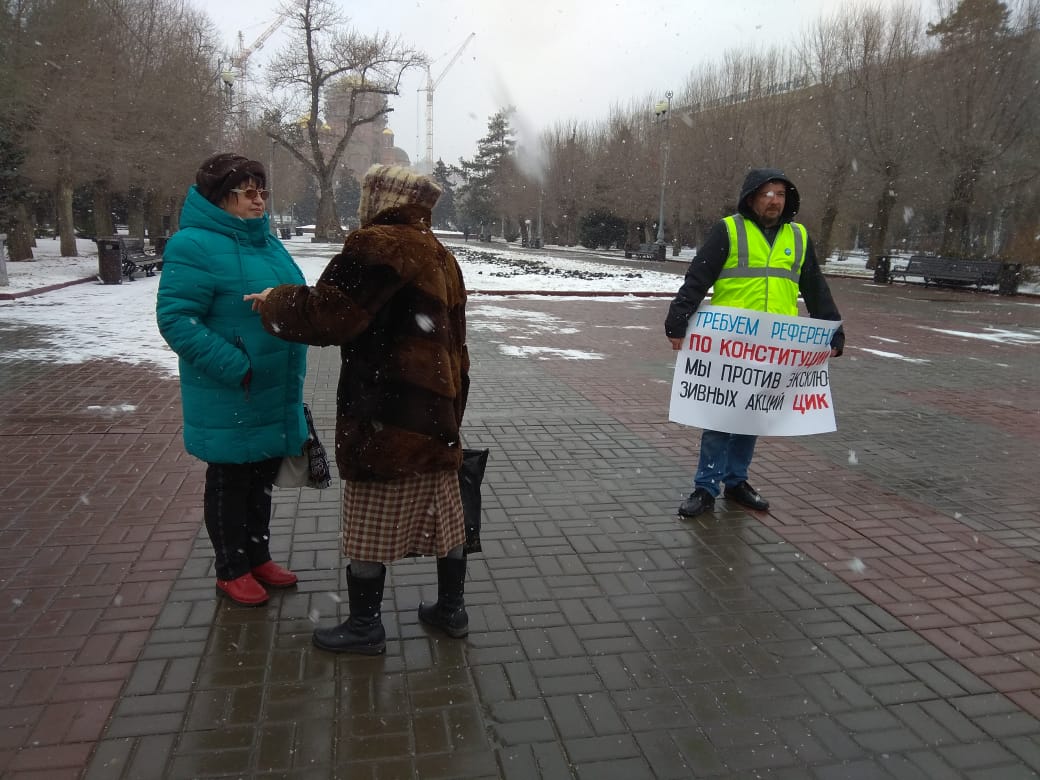 Активист Андрей Пуршев на пикете в Волгограде 25 января 2020 года. Фото Татьяны Филимоновой для "Кавказского узла"