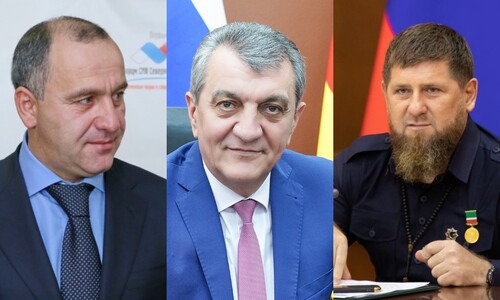 Рашид Темрезов (слева), Сергей Меняйло и Рамзан Кадыров. Фотографии с сайтов глав Карачаево-Черкесии, Северной Осетии и Чечни. Коллаж "Кавказского узла" Рашид Темрезов (слева), Сергей Меняйло и Рамзан Кадыров. Фотографии с сайтов глав Карачаево-Черкесии, Северной Осетии и Чечни. Коллаж "Кавказского узла"