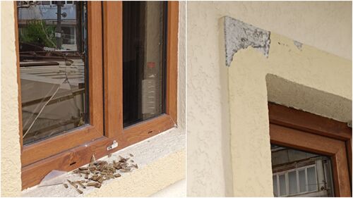 Разбитое окно и поврежденная стена синагоги, июня 2024 г.
Фото https://t.me/YerevanJewishHome/15602