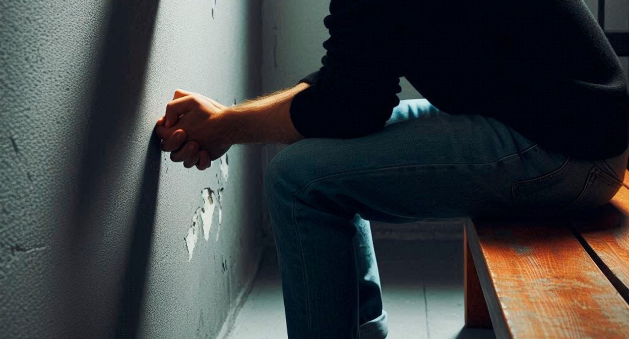 Задержанный. Иллюстрация создана «Кавказским узлом» с помощью ИИ в программе Photoshop
