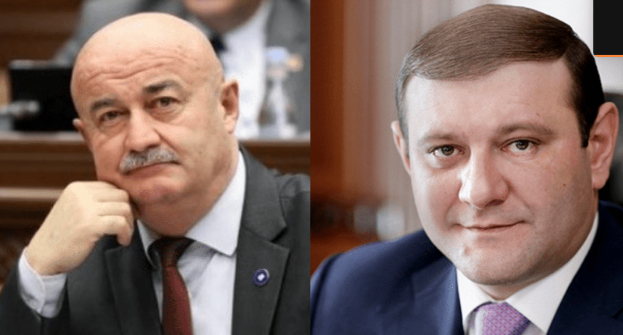 Овик Агазарян и Тарон Маргарян. Коллаж "Кавказского узла". Скриншот фото https://newsarmenia.am/news/armenia/eks-meru-erevana-deputatu-taronu-margaryanu-predyavleno-obvinenie-/ и https://newsarmenia.am/news/armenia/deputatu-oviku-agazaryanu-predyavleno-obvinenie-/