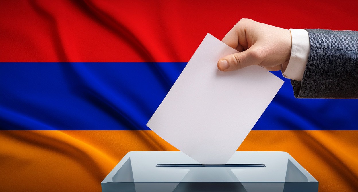 Выборы в Армении. Иллюстрация создана "Кавказским узлом" с помощью ИИ в программе Photoshop