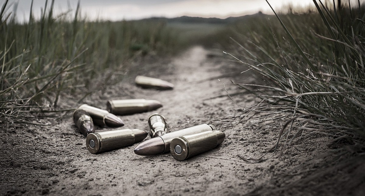 Патроны на земле. Иллюстрация создана «Кавказским узлом» с помощью ИИ в программе Photoshop