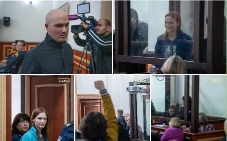 Кадры с заседания суда в Тбилиси по делу Артема Грибуля и Анастасии Зиновкиной 14.04.25. Скриншот из публикации в телеграм-канале Tbilisi_life.