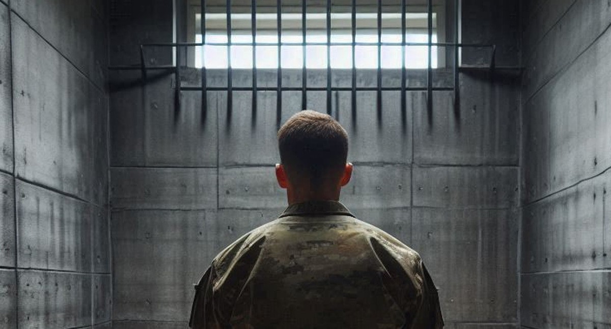 Военный в ожидании суда. Иллюстрация создана "Кавказским узлом" с помощью ИИ в программе Copilot