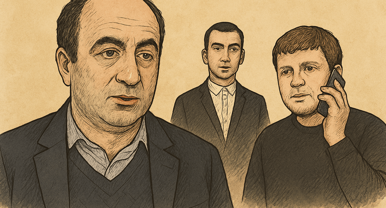 Уча Нануашвили, пранкеры Владимир Кузнецов и Алексей Столяров. Иллюстрация создана "Кавказским узлом" с помощью ИИ в программе Copilot