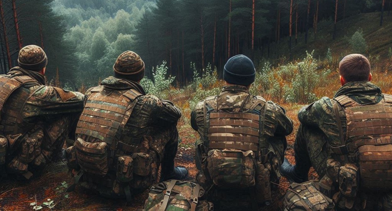 Военные на СВО. Иллюстрация создана "Кавказским узлом" с помощью ИИ в программе Copilot