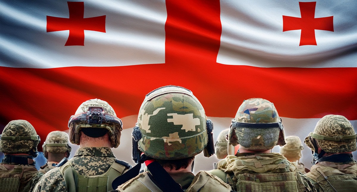 Военные в Грузии. Иллюстрация создана "Кавказским узлом" с помощью ИИ в программе Photoshop
