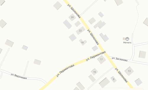 Улицы Шолохова и Лермонтова в Плиево. Скриншот с сервиса "Яндекс.Карты", https://yandex.ru/maps/?ll=44.831266%2C43.275651&source=serp_navig&z=16.89