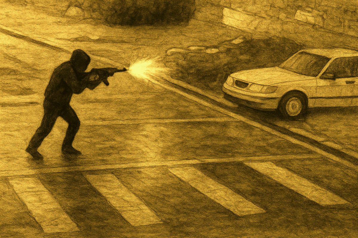 Нападение в Ардоне. Иллюстрация создана «Кавказским узлом» с помощью ИИ в программе Copilot