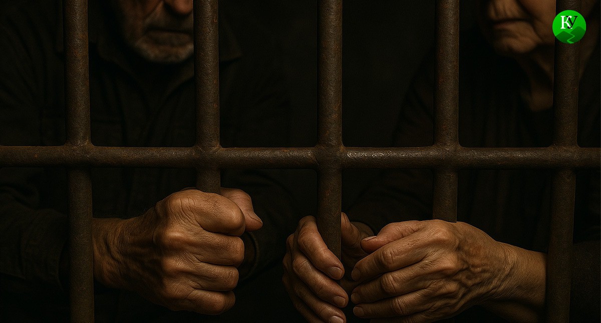 Пенсионеры за решеткой. Иллюстрация создана "Кавказским узлом" с помощью ИИ в программе Copilot