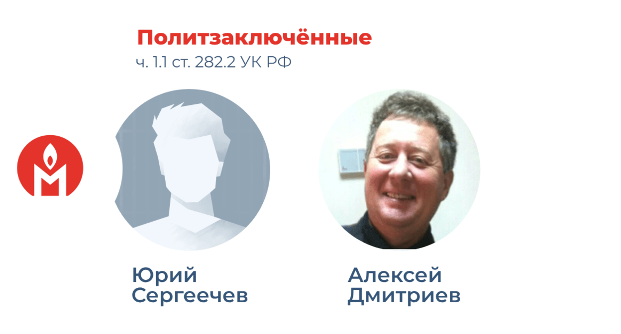 Политзаключенные. Коллаж https://memopzk.org/news/my-schitaem-politzaklyuchyonnymi-yuriya-sergeecheva-i-alekseya-dmitrieva/ признан инагентом