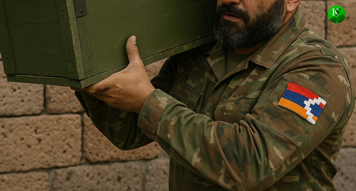 Военный несет ящик с патронами. Иллюстрация создана "Кавказским узлом" с помощью ИИ в программе Copilot