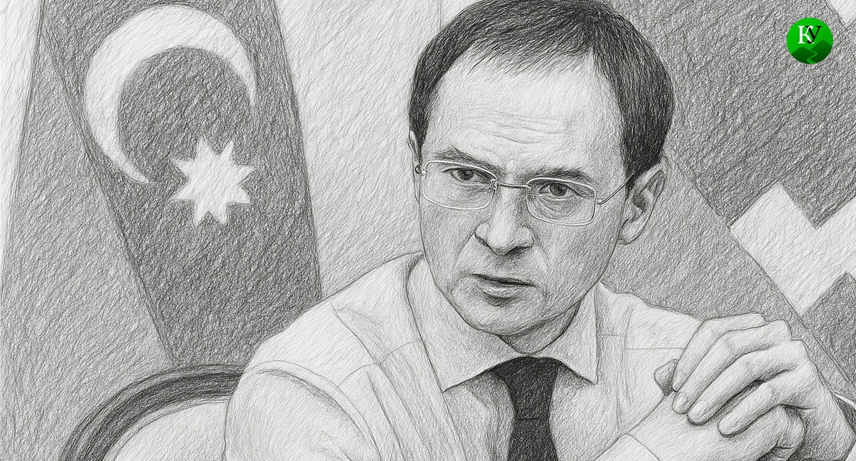 Медиснкий на фоне флага Азербайджана. Иллюстрация создана "Кавказским узлом" с помощью ИИ в программе Copilot