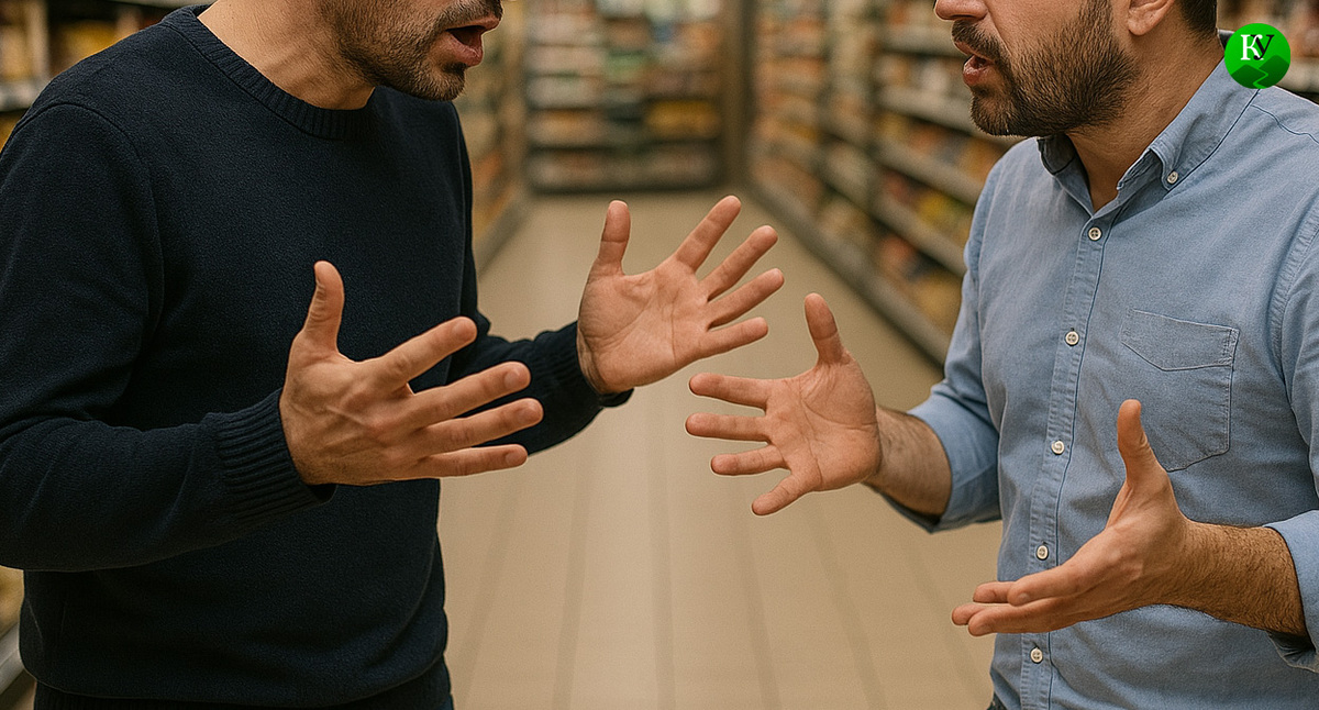 Спор в магазине. Иллюстрация создана "Кавказским узлом" с помощью ИИ в программе Copilot