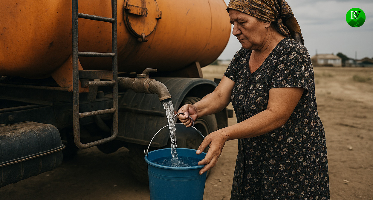 Подвоз воды. Иллюстрация создана «Кавказским узлом» с помощью ИИ в программе Copilot