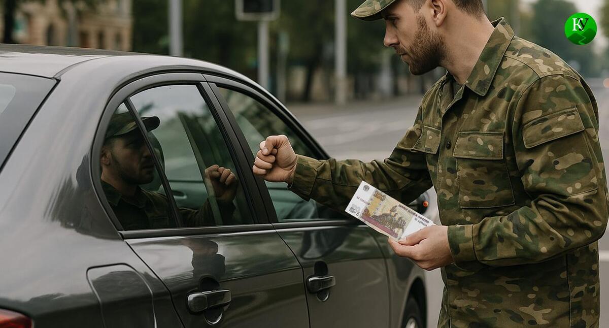 Военнослужащий просит милостыню у водителей. Иллюстрация "Кавказского узла", созданная с помощью программы Copilot