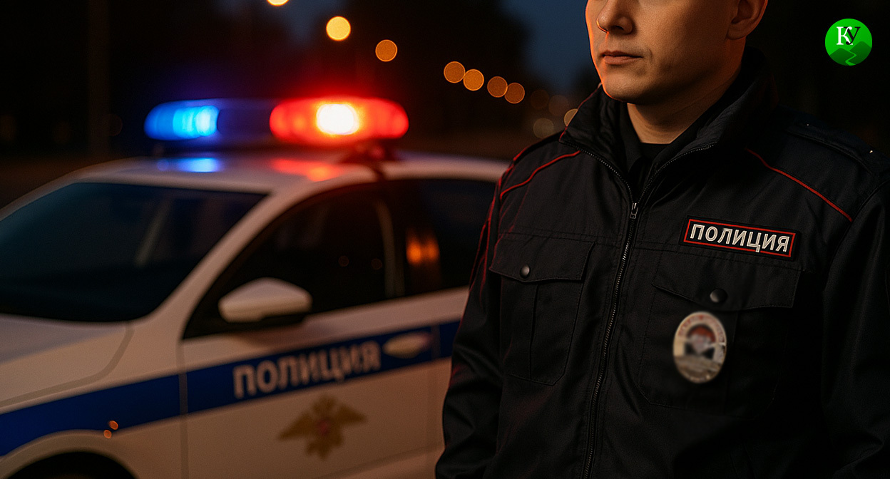 Полицейский у машины. Иллюстрация создана "Кавказским узлом" с помощью ИИ в программе Copilot