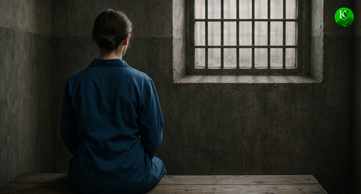 Женщина в заключении. Иллюстрация создана «Кавказским узлом» с помощью ИИ в программе Copilot