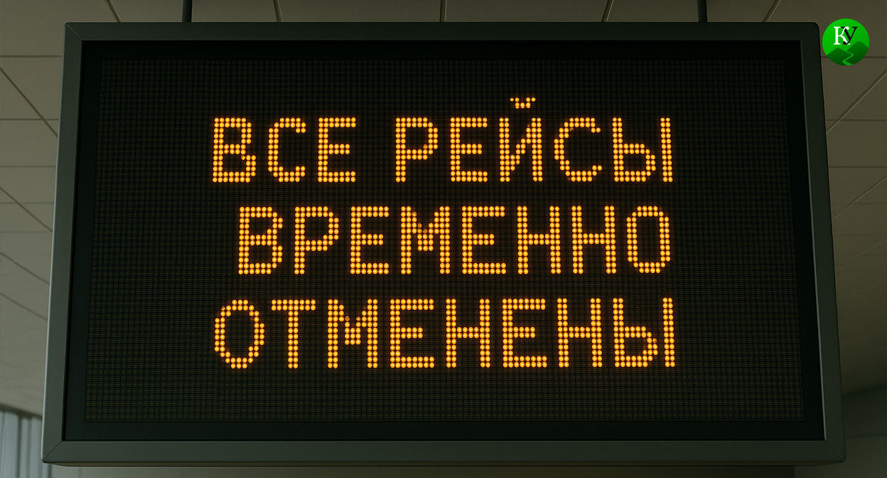 Табло в аэропорту. Иллюстрация создана «Кавказским узлом» с помощью ИИ в программе Copilot