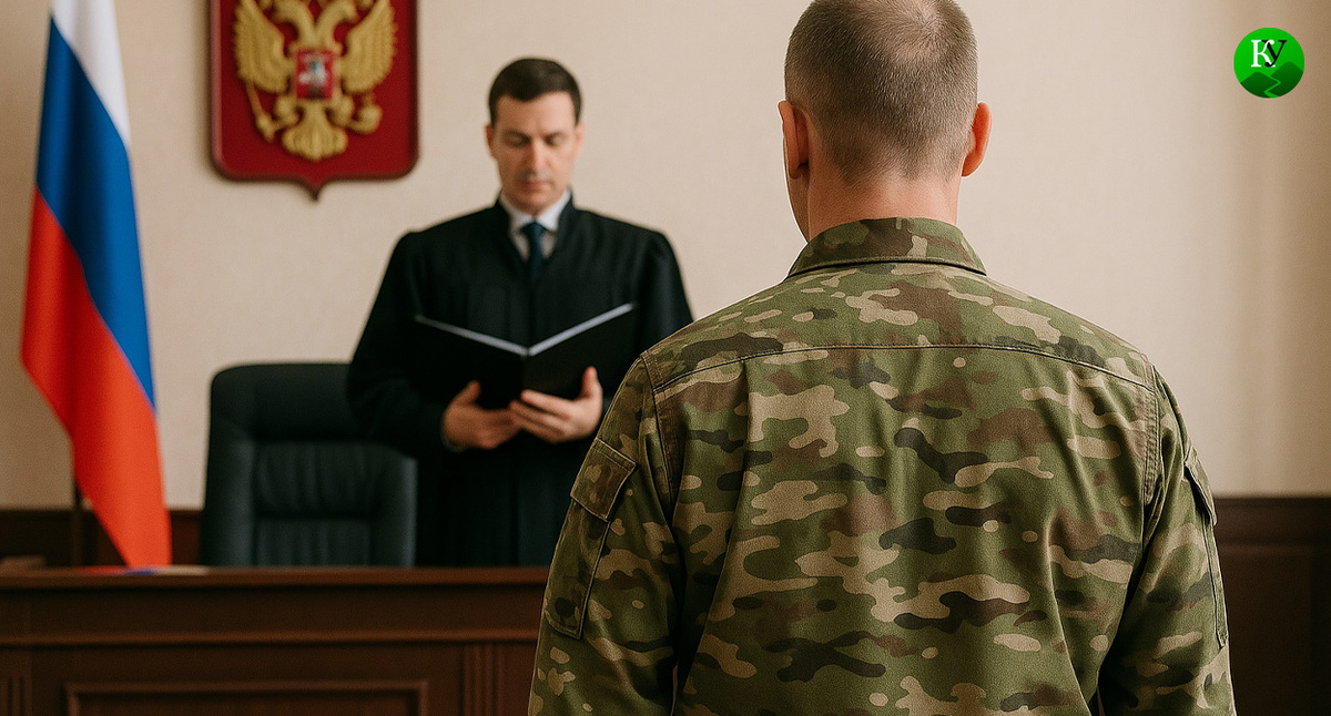 Военный в зале суда. Иллюстрация "Кавказского узла", созданная при помощи программы Copilot