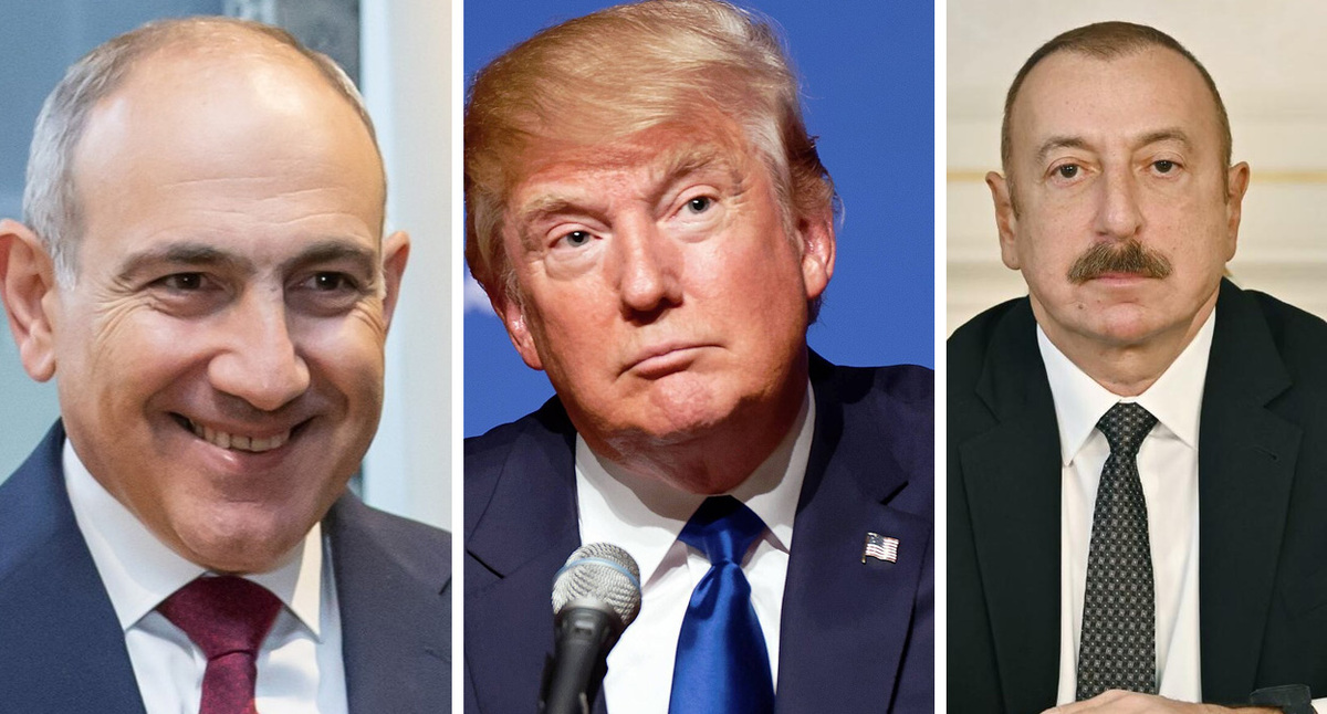 Пашинян, Трамп, Алиев. Коллаж "Кавказского узла". Фото: wikipedia.org