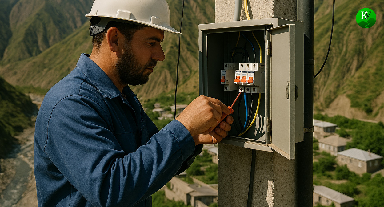 Электрик в Дагестане. Иллюстрация создана "Кавказским узлом" с помощью ИИ в программе Copilot