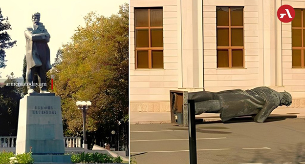Снос памятников в Ханкенди. Фото: https://armeniatoday.am/republicofartsakh-ru/943183/