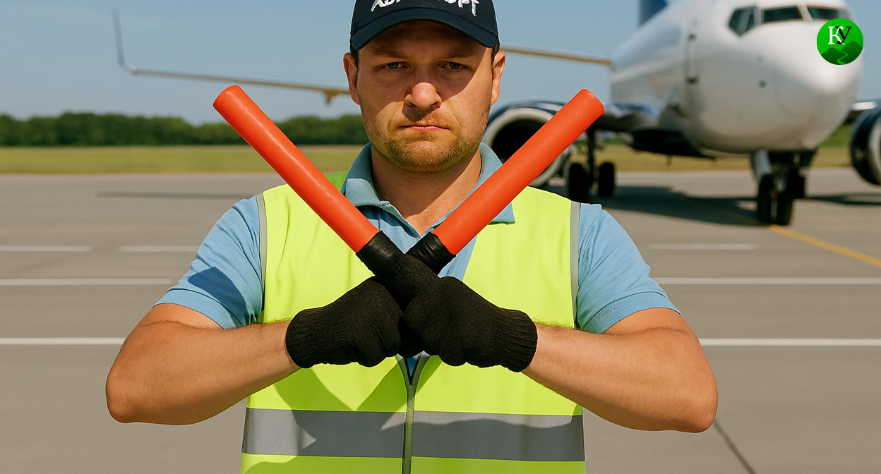 Работник аэропорта. Иллюстрация создана "Кавказским узлом" с помощью ИИ в программе Copilot