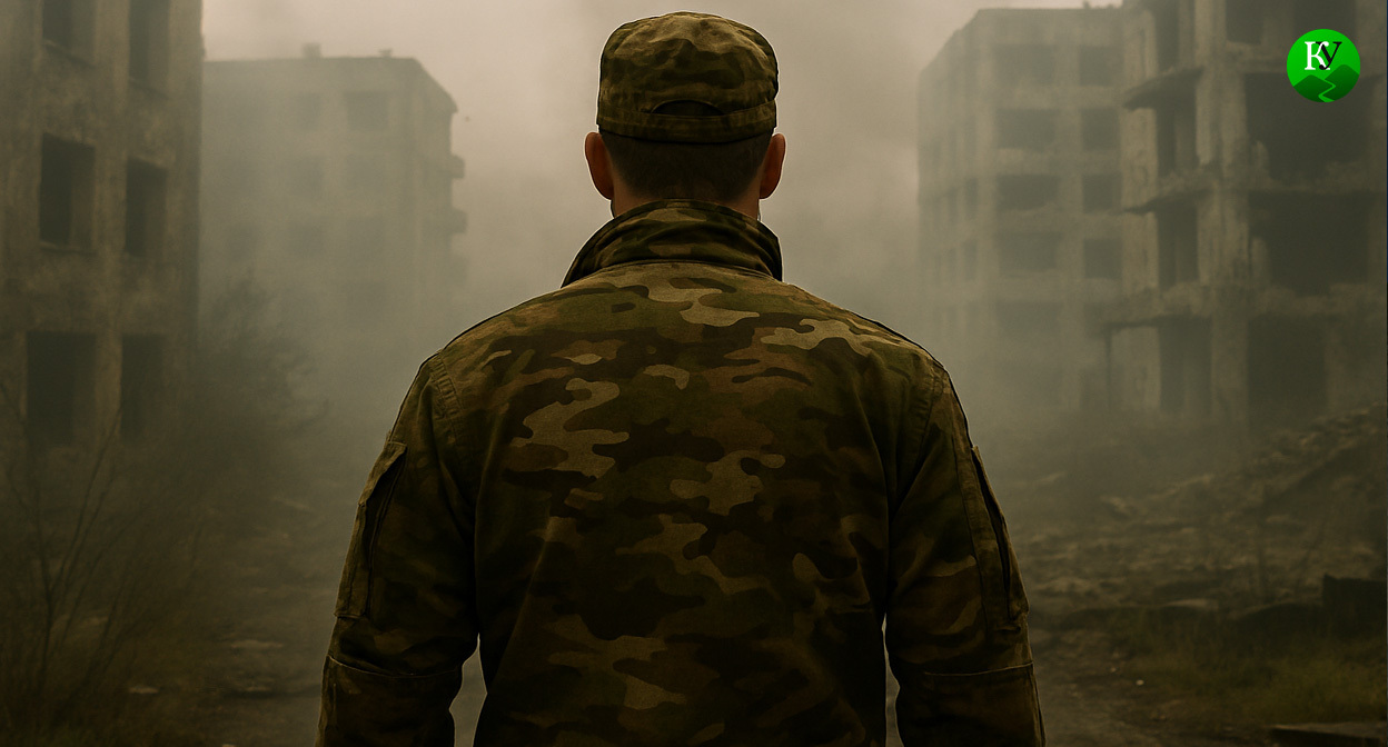 Военный на СВО. Иллюстрация создана «Кавказским узлом» с помощью ИИ в программе Copilot