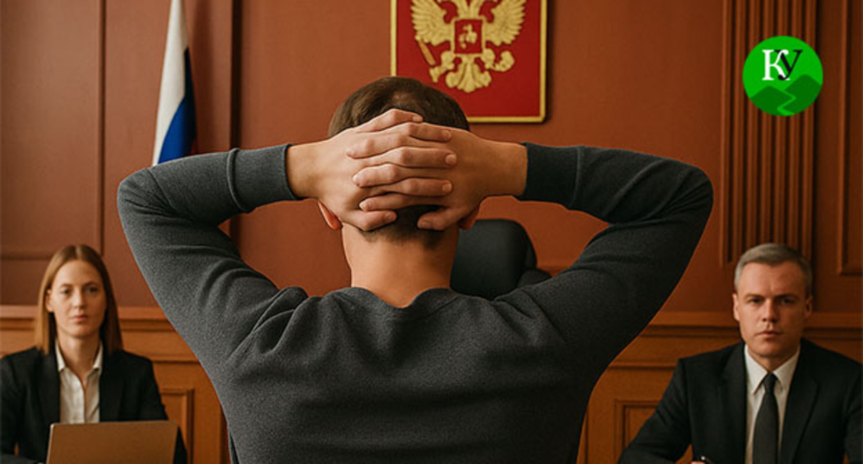 Осужденный в зале суда. Иллюстрация "Кавказского узла", созданная при помощи ИИ в программе Copilot