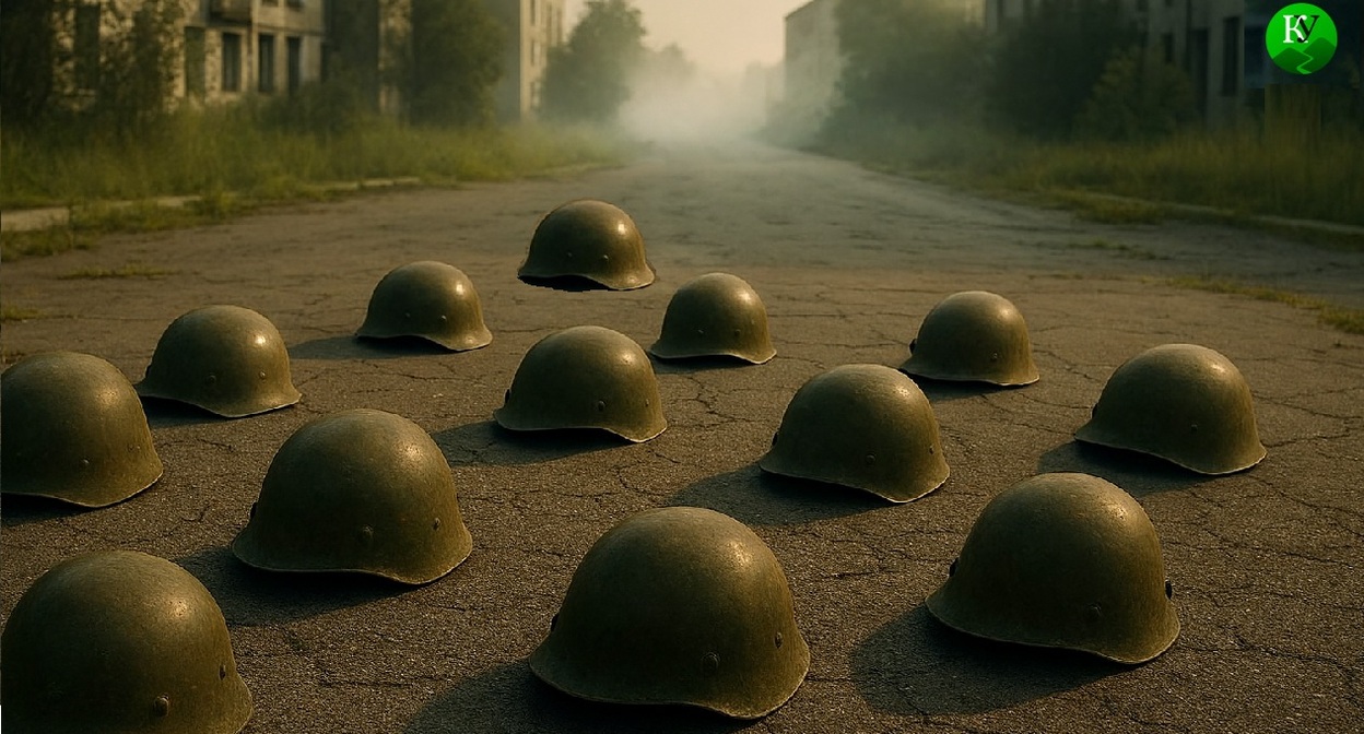 Каски военных. Иллюстрация создана "Кавказским узлом" с помощью ИИ в программе Copilot