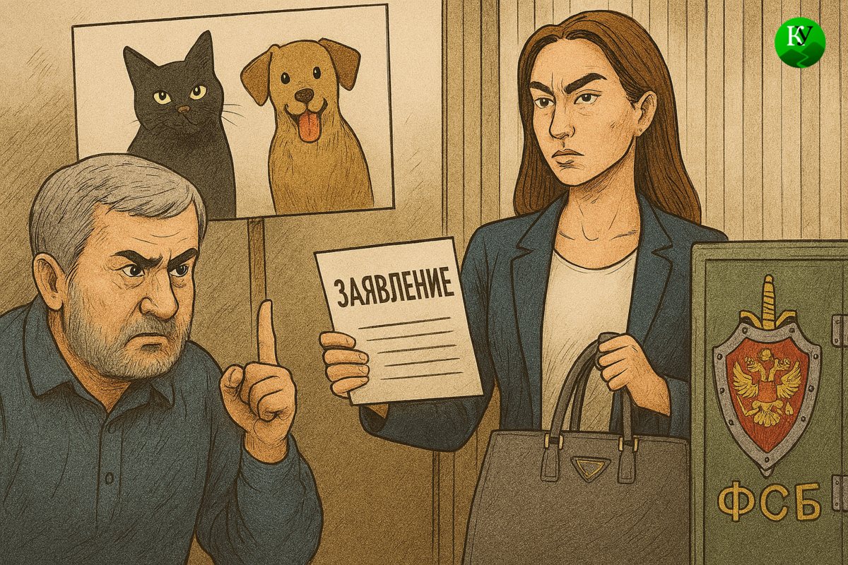 Конфликт активистов с заявлением в ФСБ. Иллюстрация создана "Кавказским узлом" с помощью ИИ в программе Copilot.