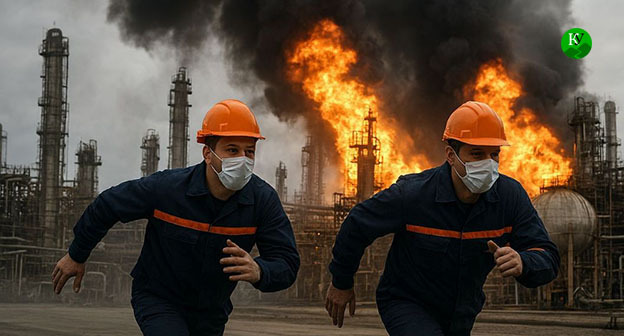 Атака дронов. Иллюстрация "Кавказского узла", созданная при помощи ИИ в программе Copilot