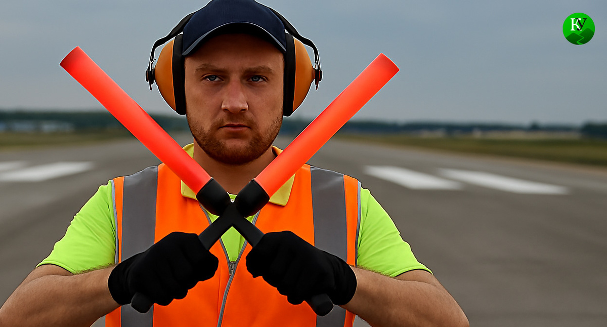 Работник аэропорта. Иллюстрация создана "Кавказским узлом" с помощью ИИ в программе Copilot