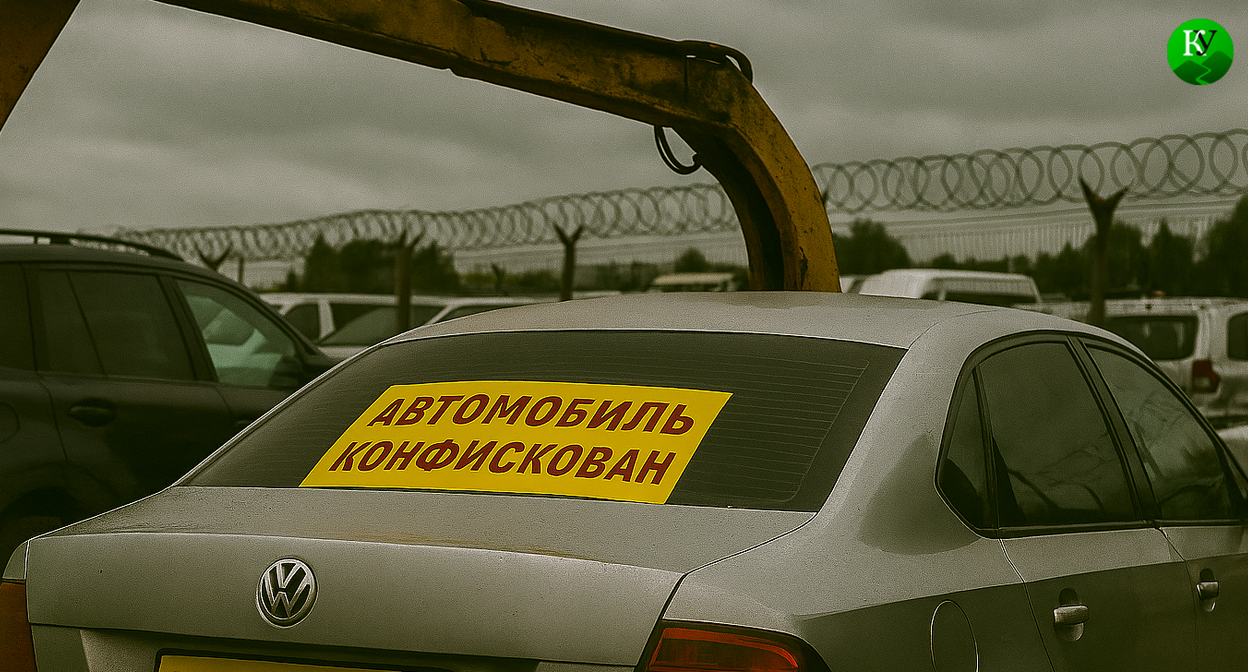 Конфискованный автомобиль. Изображение создано "Кавказским узлом" при помощи ИИ в программе Copilot.