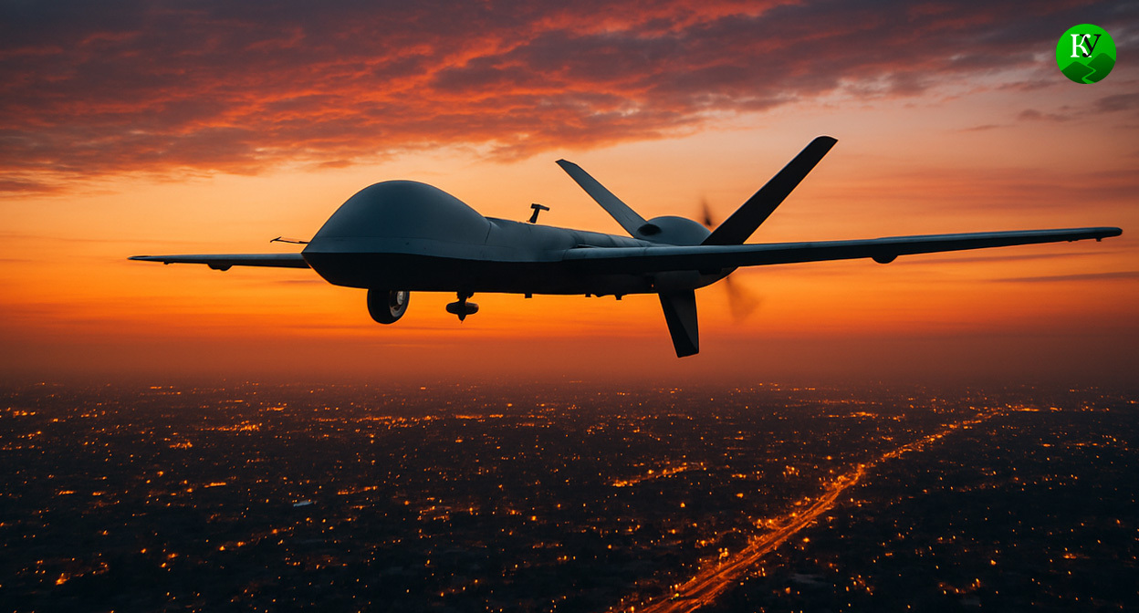 БПЛА в небе. Иллюстрация создана «Кавказским узлом» с помощью ИИ в программе Copilot