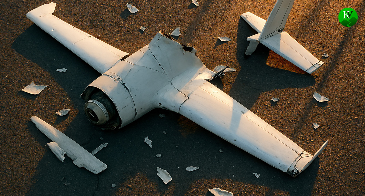 Обломки БПЛА. Иллюстрация создана «Кавказским узлом» с помощью ИИ в программе Copilot