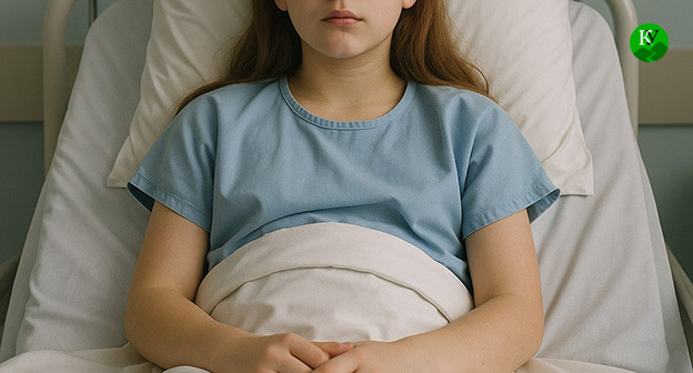 Девочка в больнице. Иллюстрация "Кавказского узла" созданная ИИ при помощи программы Copilot