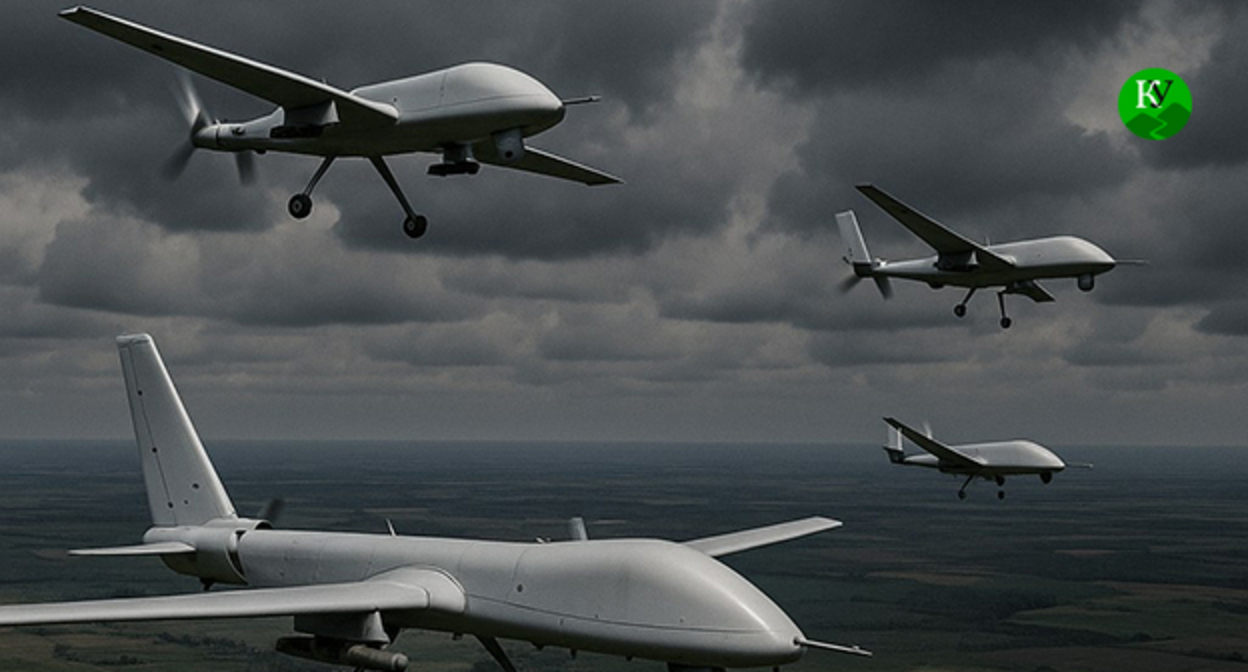 Беспилотники. Иллюстрация "Кавказского узла" созданная ИИ при помощи программы Copilot