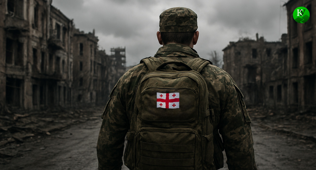 Грузинский военный. Иллюстрация создана «Кавказским узлом» с помощью ИИ в программе Copilot