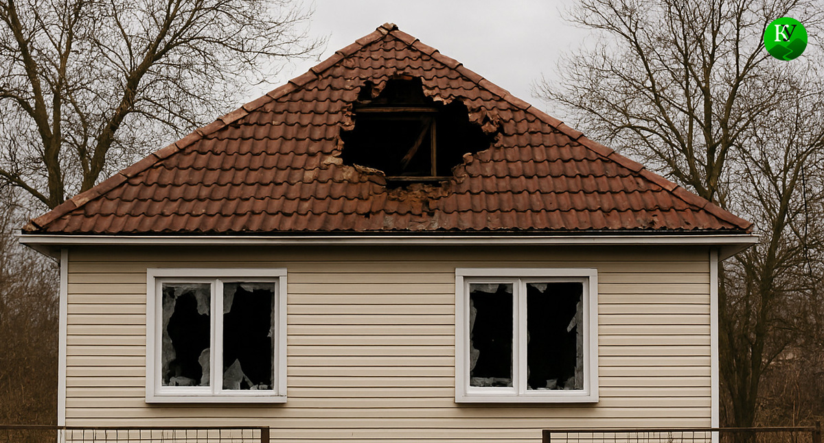 Поврежденный дом. Иллюстрация создана «Кавказским узлом» с помощью ИИ в программе Copilot