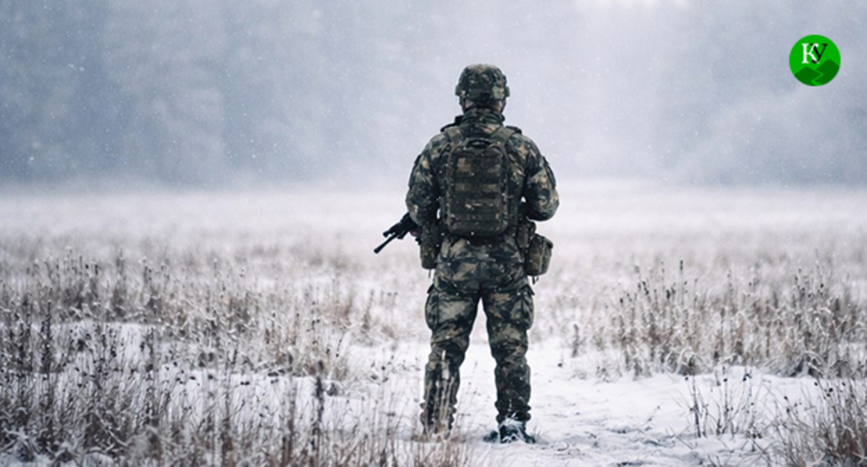 Военнослужащий. Иллюстрация "Кавказского узла" созданная ИИ при помощи программы Copilot