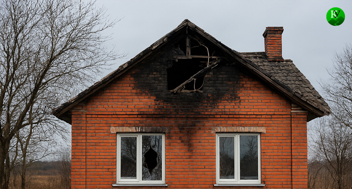 Поврежденный дом. Иллюстрация создана «Кавказским узлом» с помощью ИИ в программе Copilot