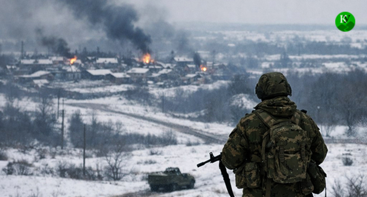 Военнослужащий. Иллюстрация создана "Кавказским узлом" при помощи ИИ в программе Copilot