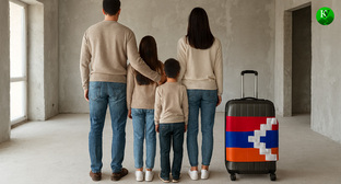 Беженцы в новом жилье. Иллюстрация создана «Кавказским узлом» с помощью ИИ в программе Copilot