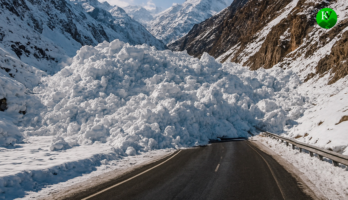 Лавина сошла на трассу. Иллюстрация создана «Кавказским узлом» с помощью ИИ в программе Copilot Лавина сошла на трассу. Иллюстрация создана «Кавказским узлом» с помощью ИИ в программе Copilot