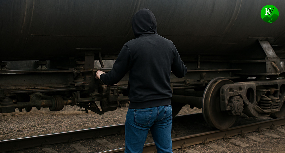 Мужчина около состава с горючим. Иллюстрация создана «Кавказским узлом» с помощью ИИ в программе Copilot Мужчина около состава с горючим. Иллюстрация создана «Кавказским узлом» с помощью ИИ в программе Copilot