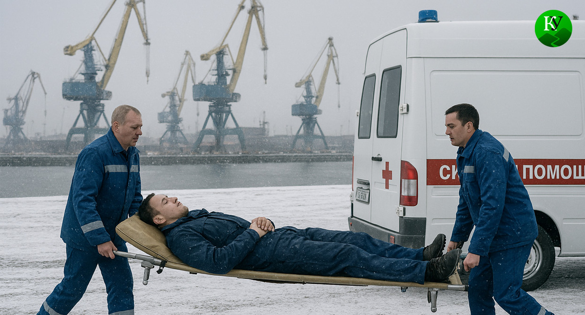 Пострадавший в порту. Иллюстрация создана «Кавказским узлом» с помощью ИИ в программе Copilot